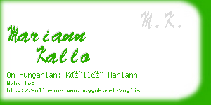 mariann kallo business card